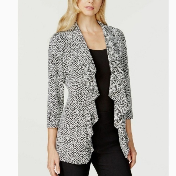 Calvin Klein animal knit open waterfall jacket - Picture 1 of 12